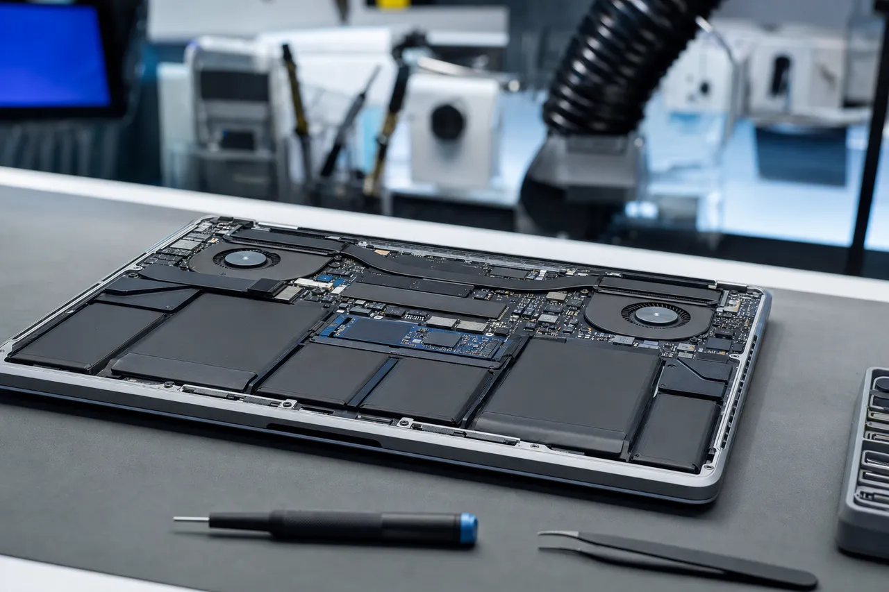 Laptop opened for data recovery from its internal drive
