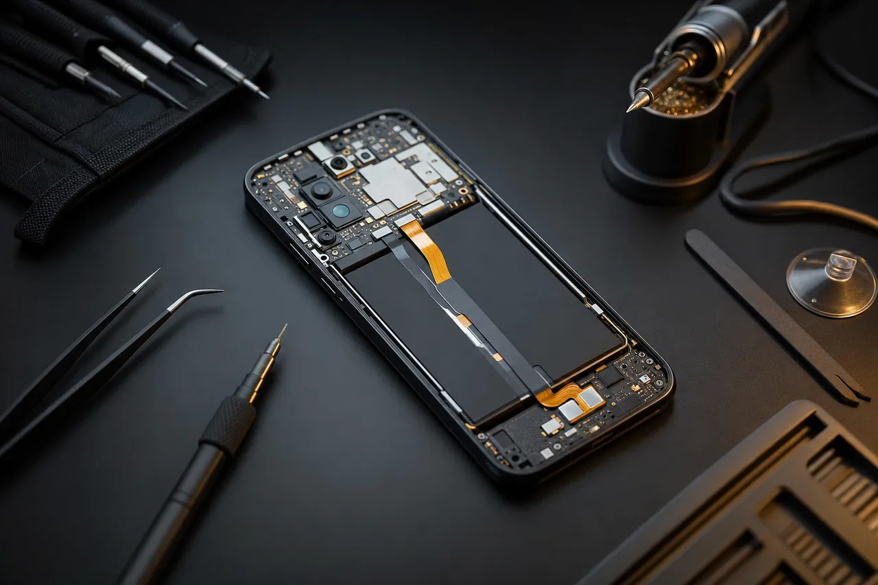 Samsung Galaxy data recovery - Galaxy phone board being reballed to restore Knox-encrypted storage access