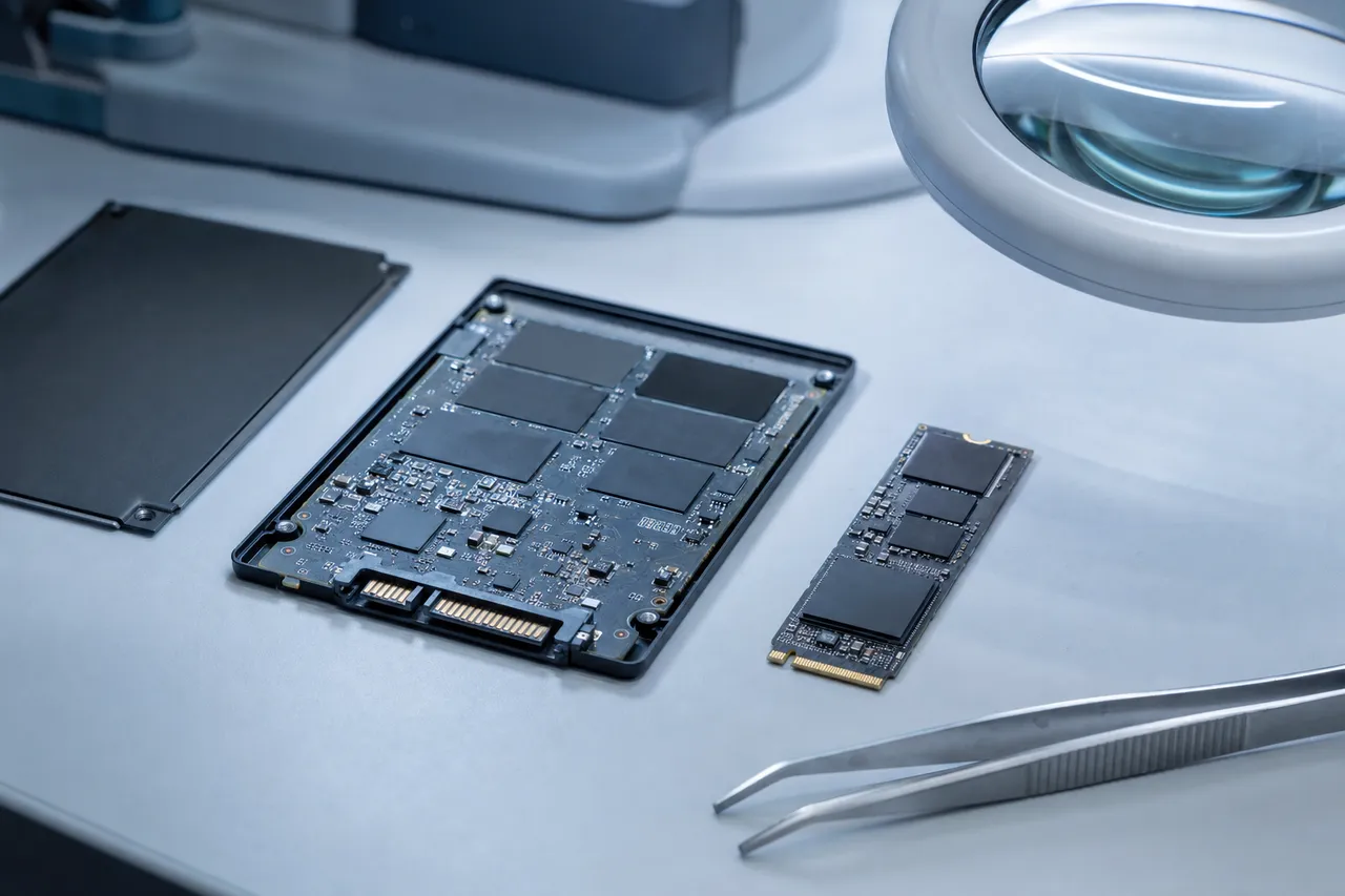 Solid-state drive with the controller and NAND chips exposed